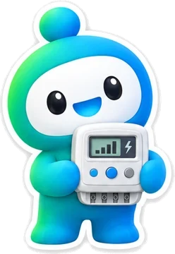 La mascotte angyis tient un compteur communicant